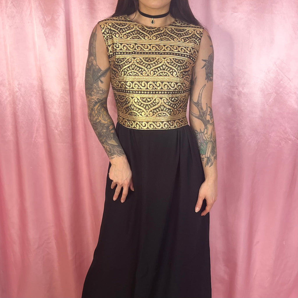 1960s Black & Gold dress, by Kitty Copeland, size 8