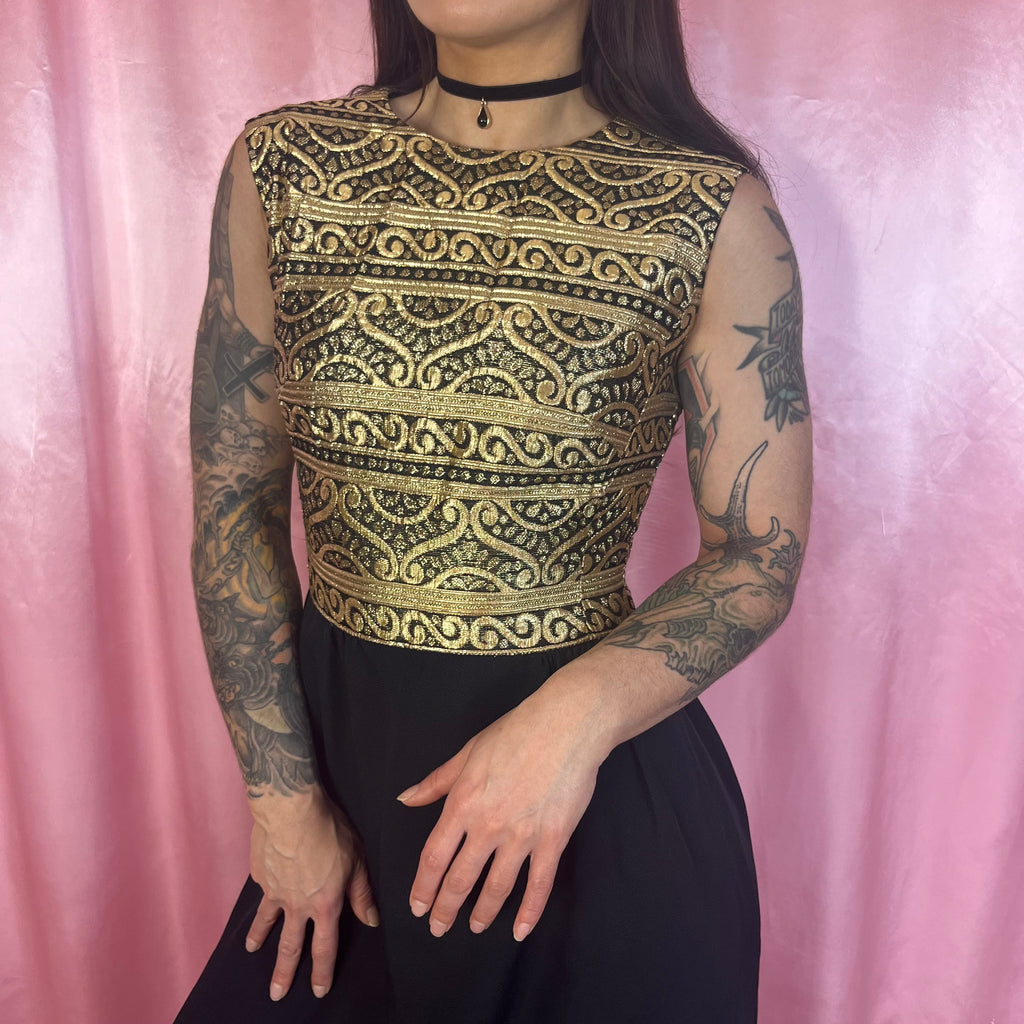 1960s Black & Gold dress, by Kitty Copeland, size 8