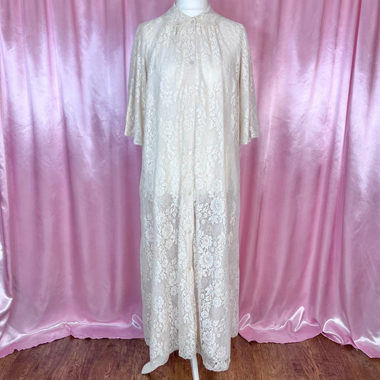 1960s Cream lace peignoir, unbranded, size 14