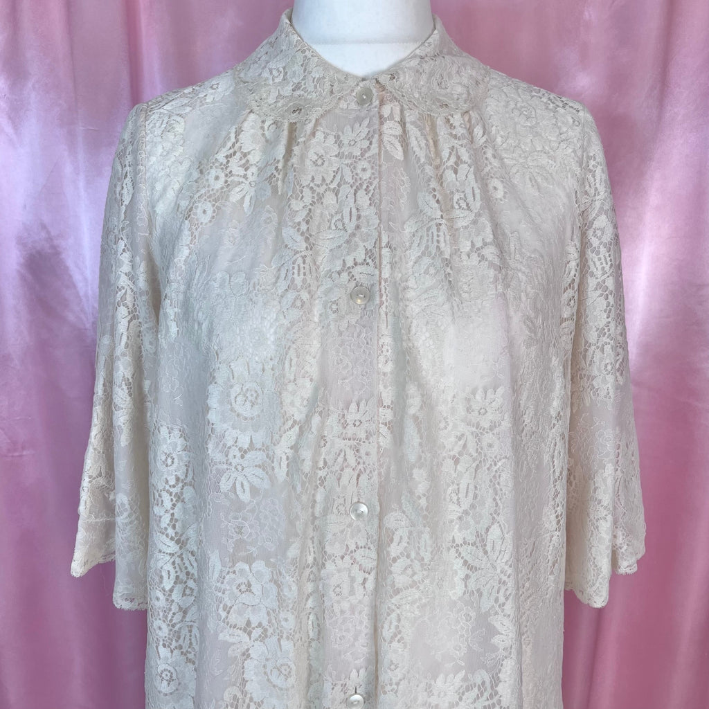 1970s Cream lace peignoir, unbranded, size 14