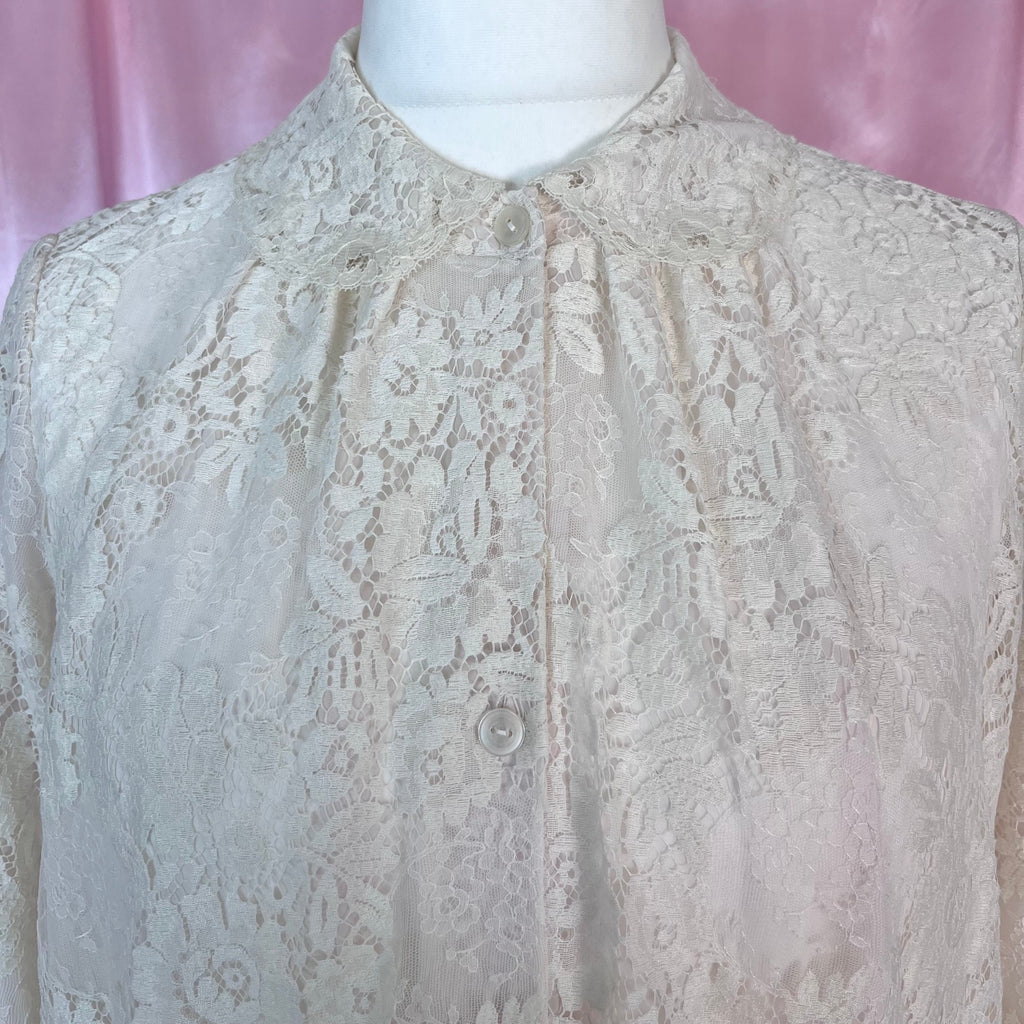 1970s Cream lace peignoir, unbranded, size 14