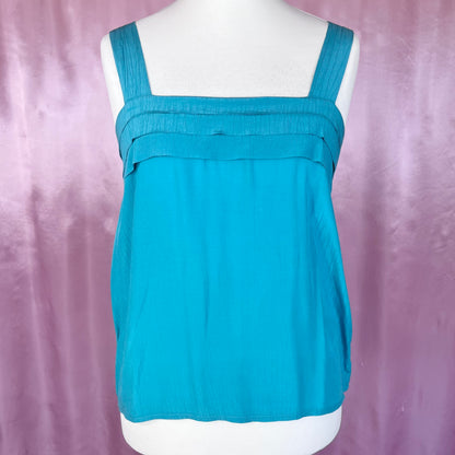 1980s Turquoise crinkle top, by Grote, size 14