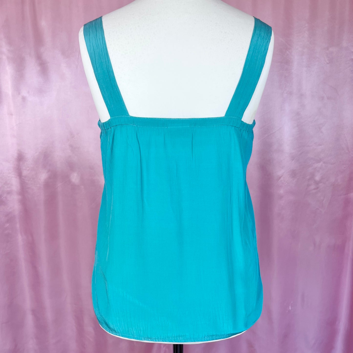 1980s Turquoise crinkle top, by Grote, size 14