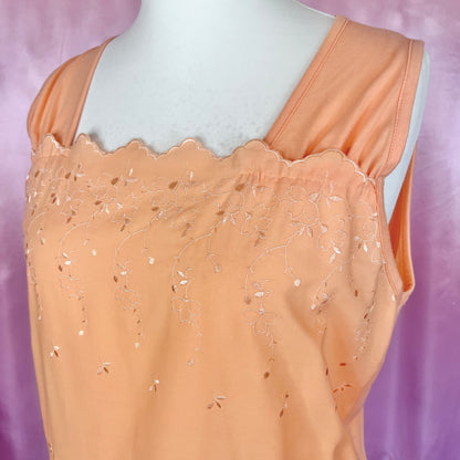 1980s Peach sleeveless tee, by Crea Style, size 14