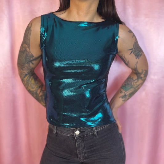 1990s backless blue top, by New Look, size 10