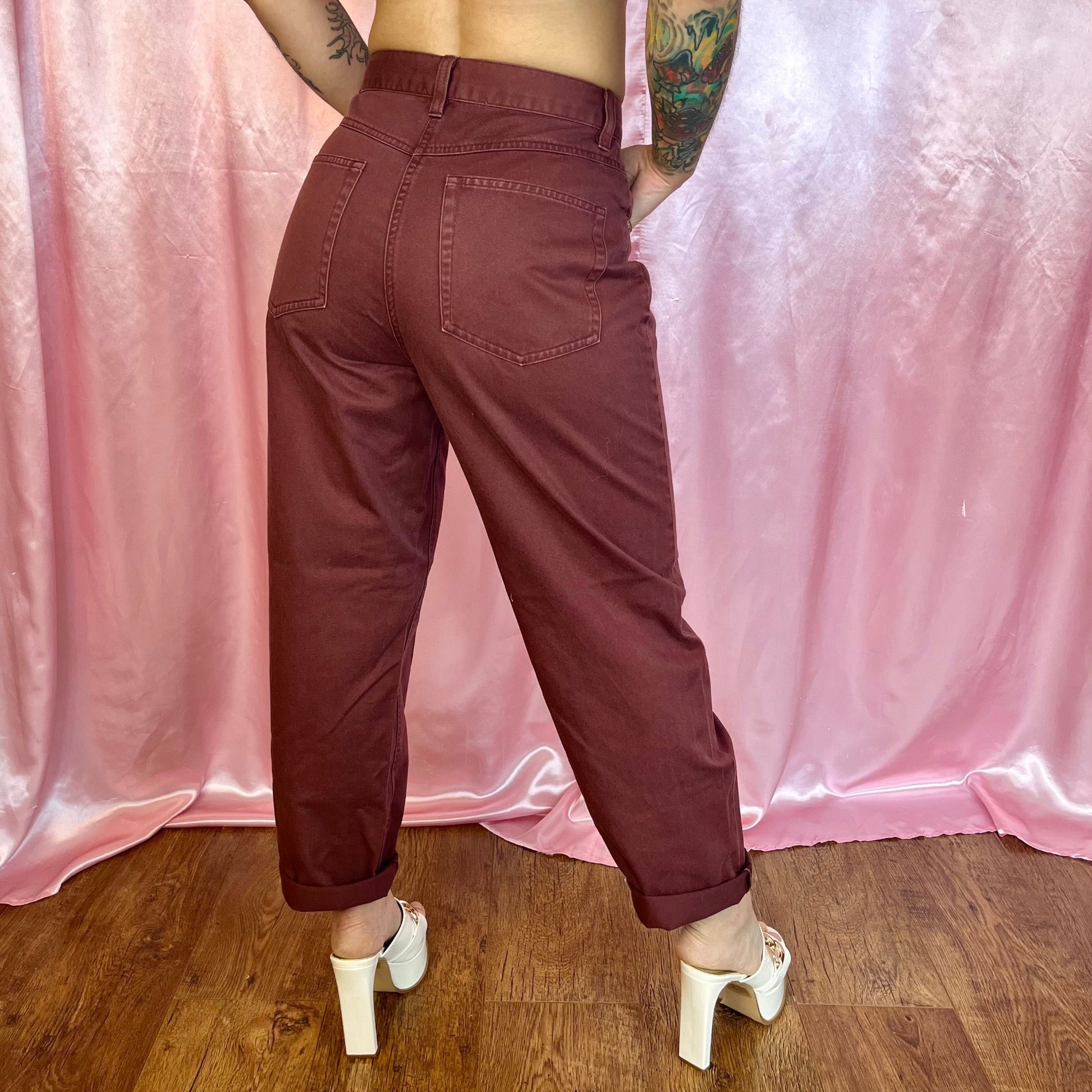 1980s Maroon Mom jeans, by LL Bean, size 10