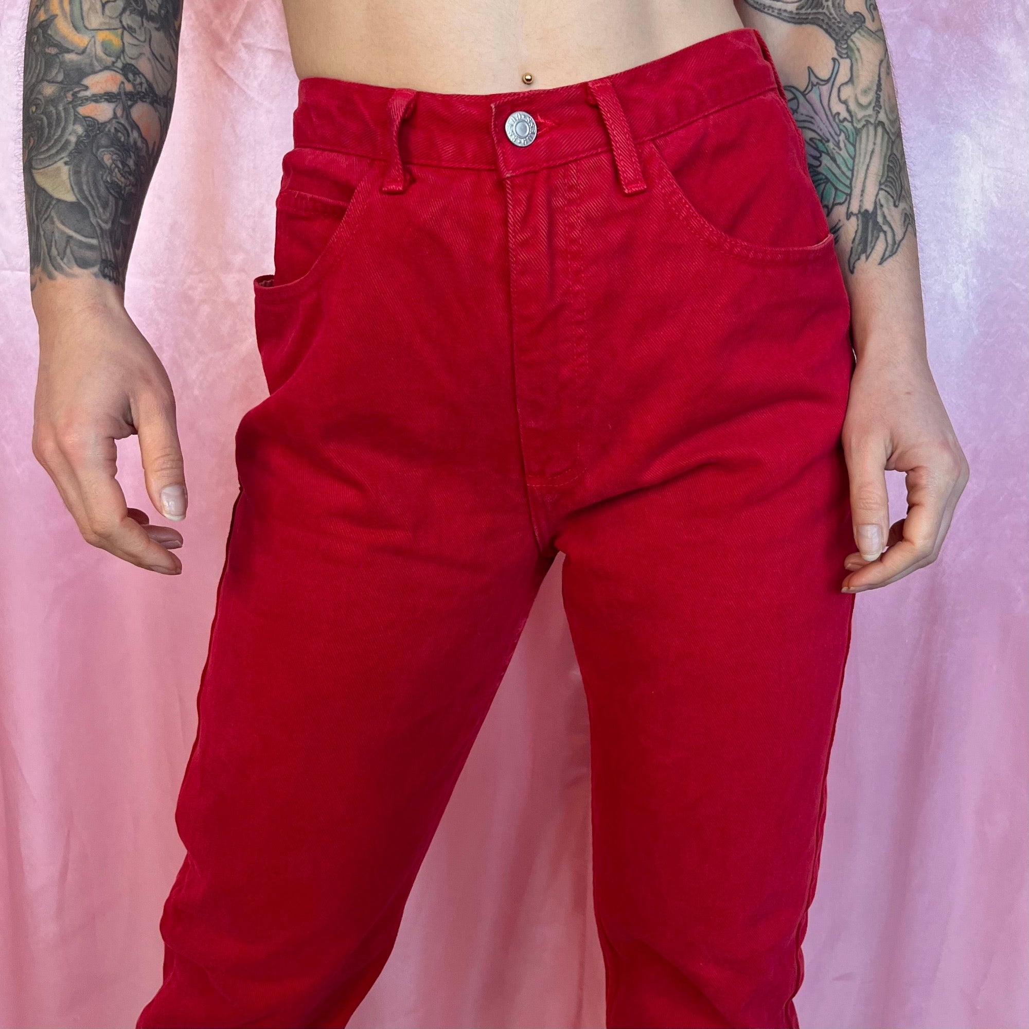 1980s Red mom jeans, by Guess, size 10