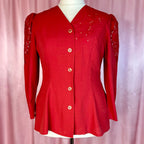 1980s Red embellished blouse, unbranded, size 16