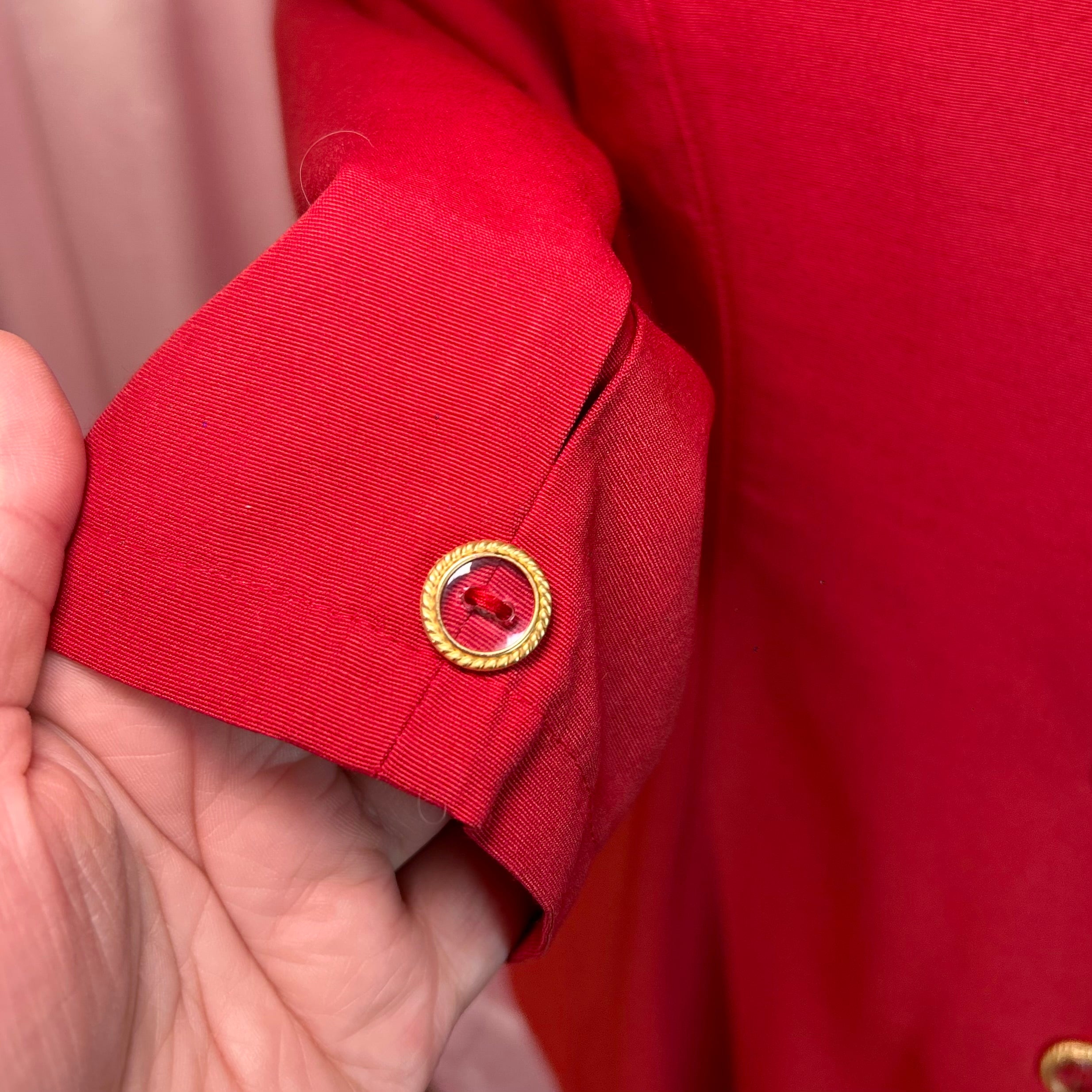 1980s Red embellished blouse, unbranded, size 16