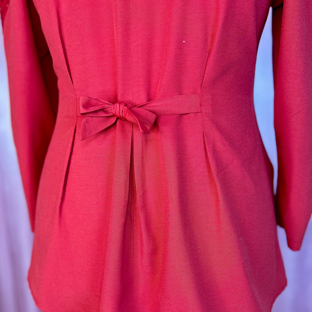 1980s Red embellished blouse, unbranded, size 16