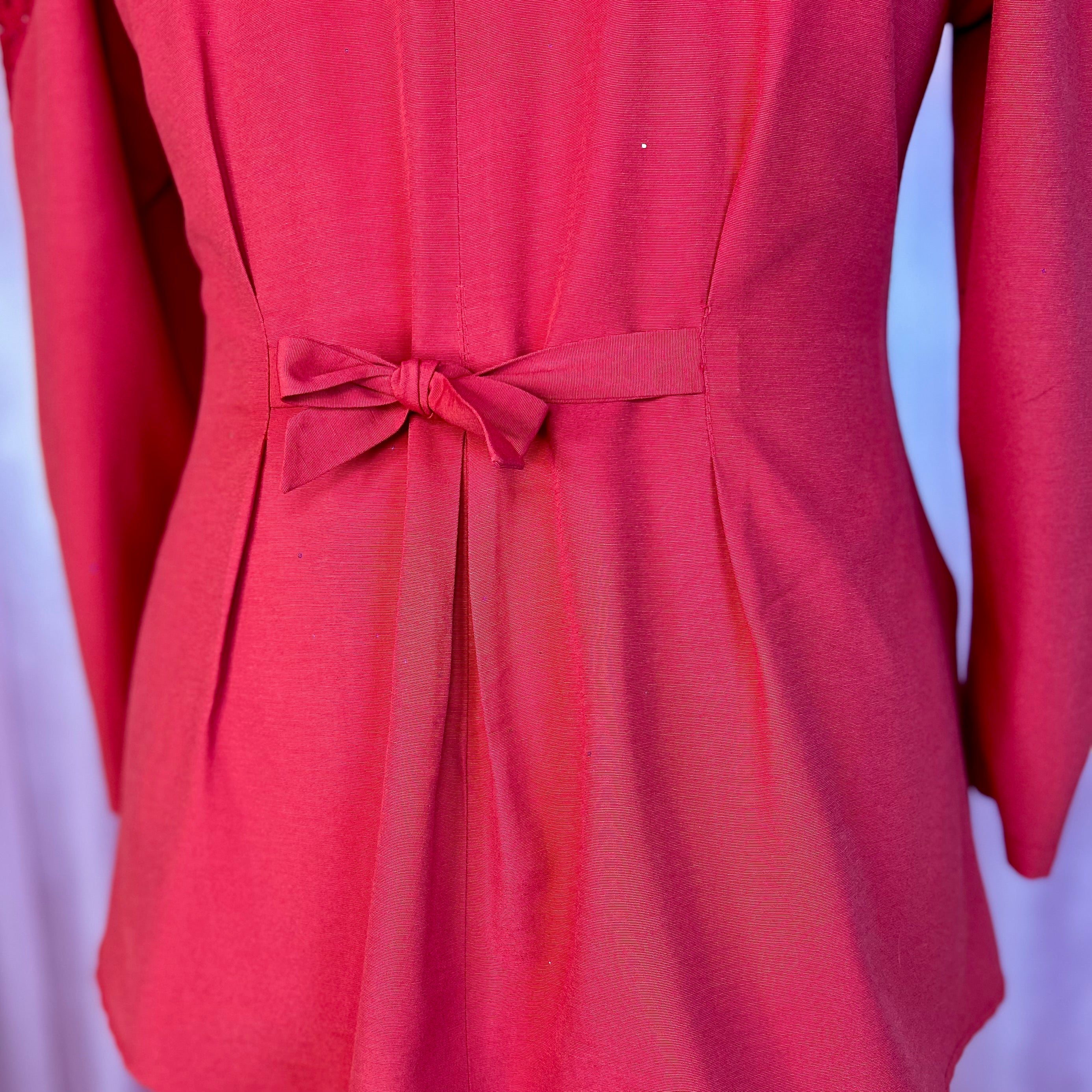 1980s Red embellished blouse, unbranded, size 16