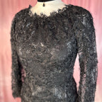 1980s black lacey top, Handmade, size 8