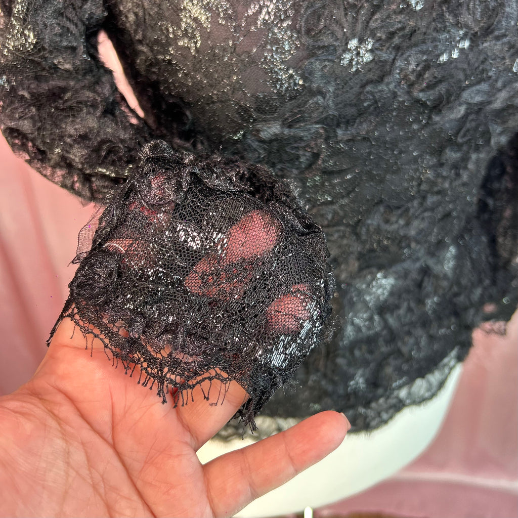 1980s black lacey top, Handmade, size 8