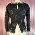1980s black lacey top, Handmade, size 8