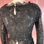 1980s black lacey top, Handmade, size 8