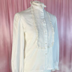 1980s White lace bib blouse, by RD#2, size 8