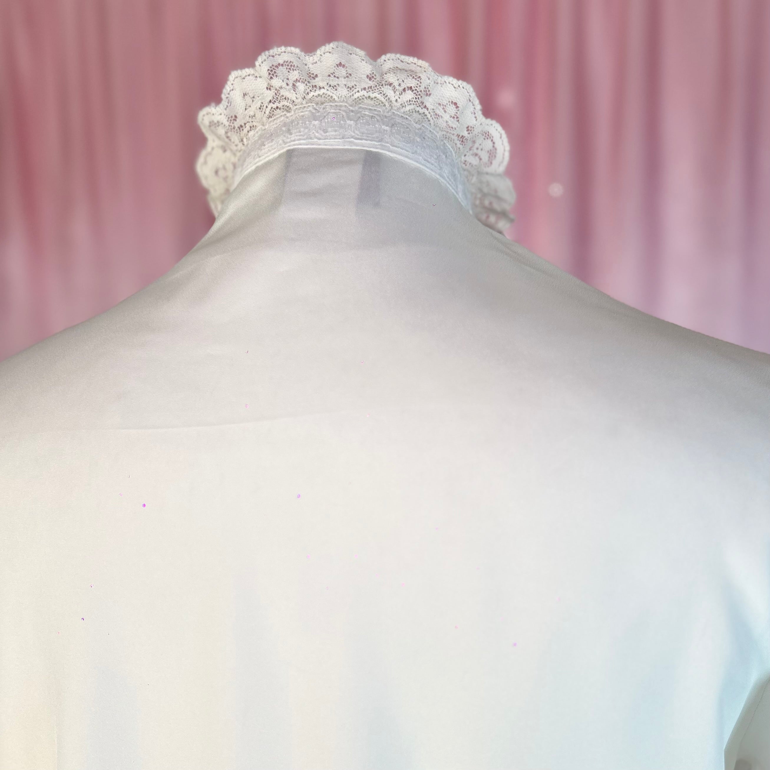 1980s White lace bib blouse, by RD#2, size 8