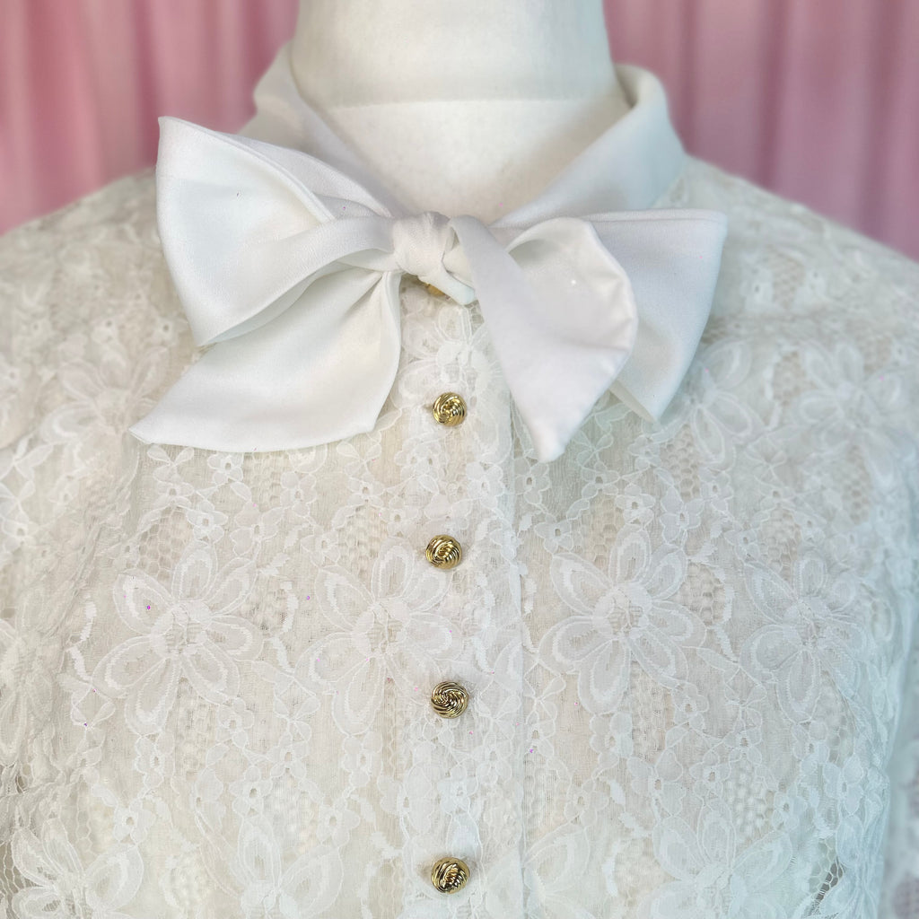 1980s Lace bomber style top, unbranded, size 14