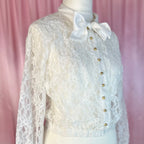 1980s Lace bomber style top, unbranded, size 14