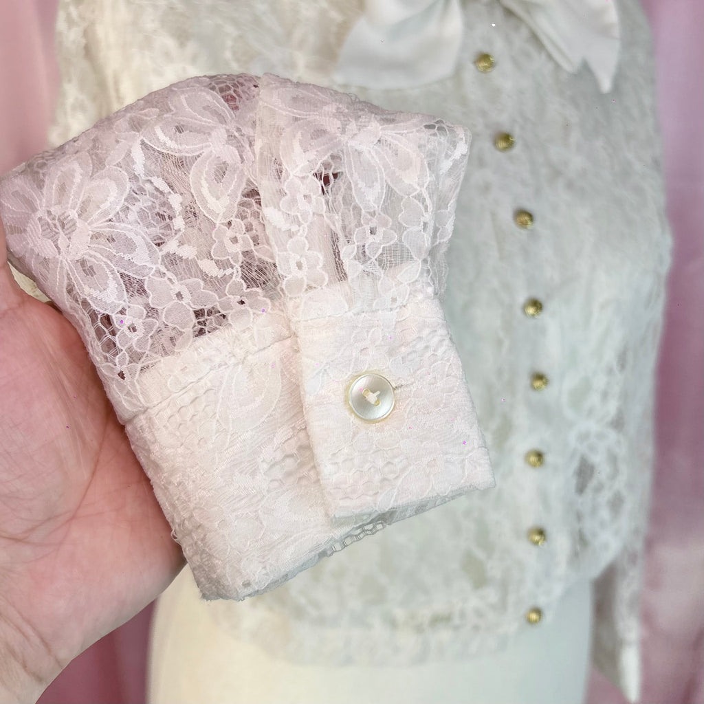 1980s Lace bomber style top, unbranded, size 14