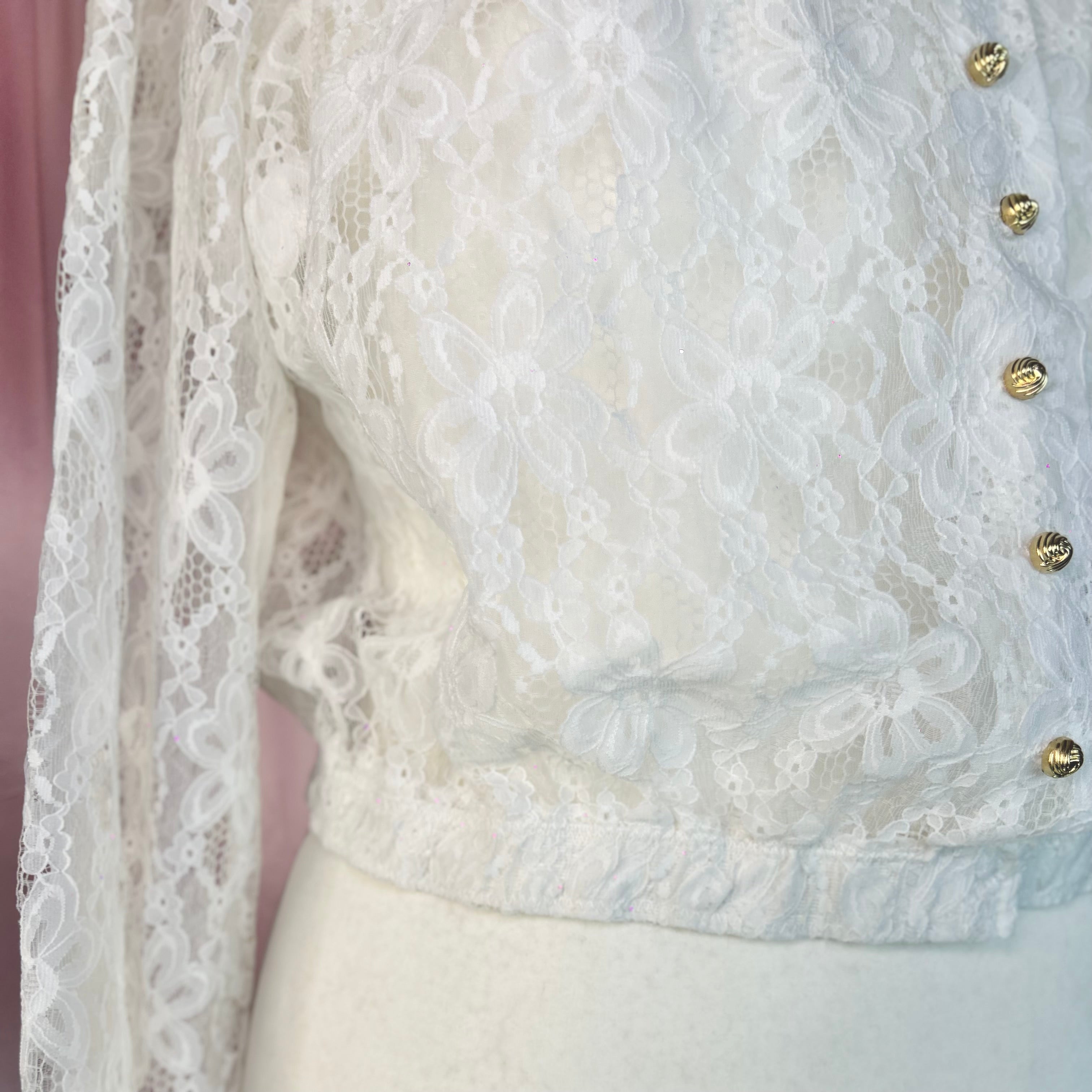 1980s Lace bomber style top, unbranded, size 14