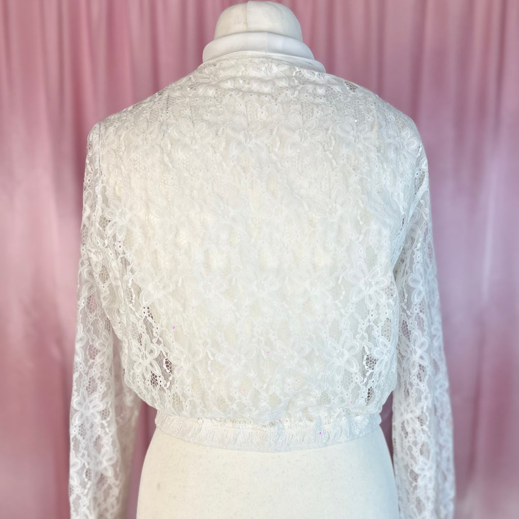 1980s Lace bomber style top, unbranded, size 14