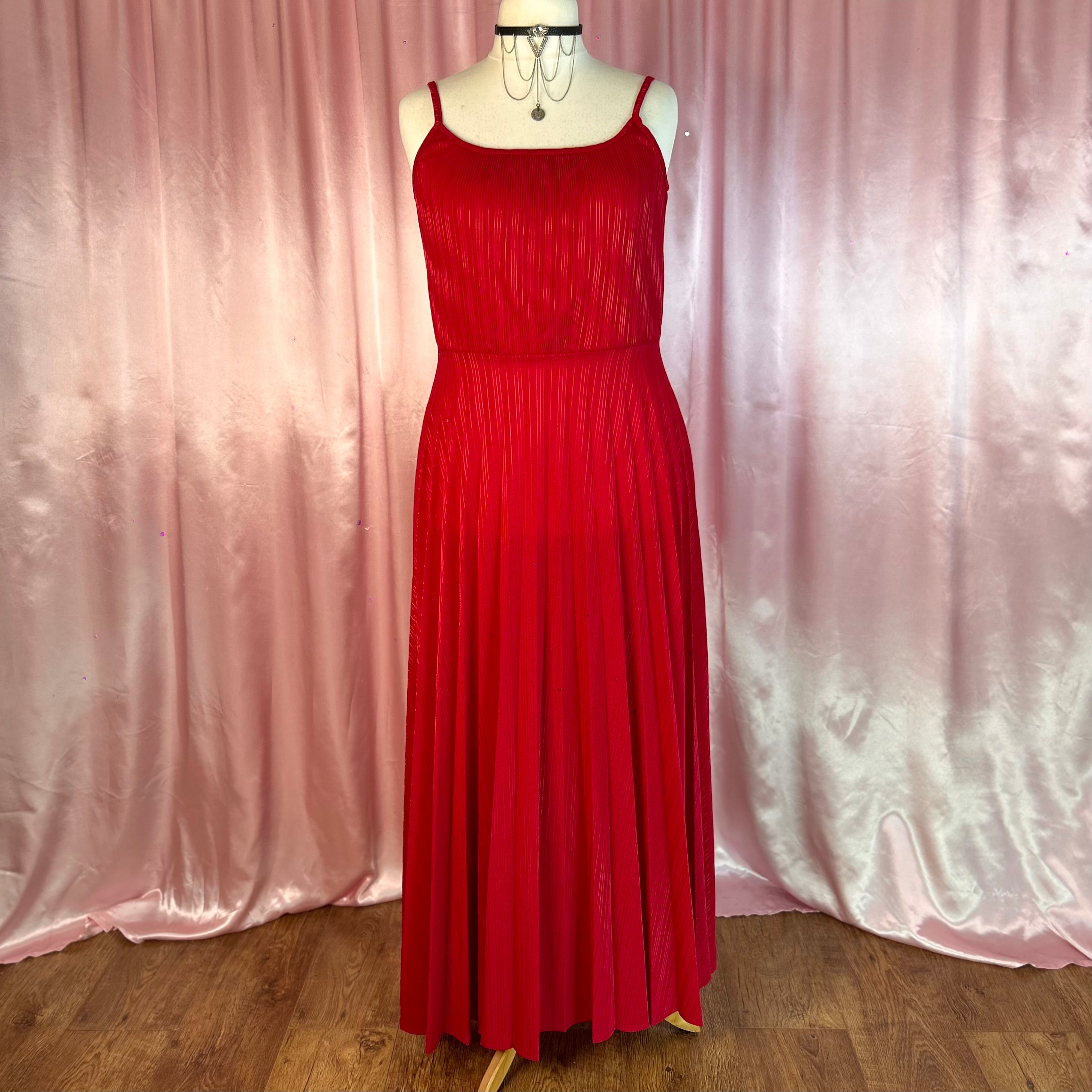 1970s Red maxi dress, by C&A, size 18/20