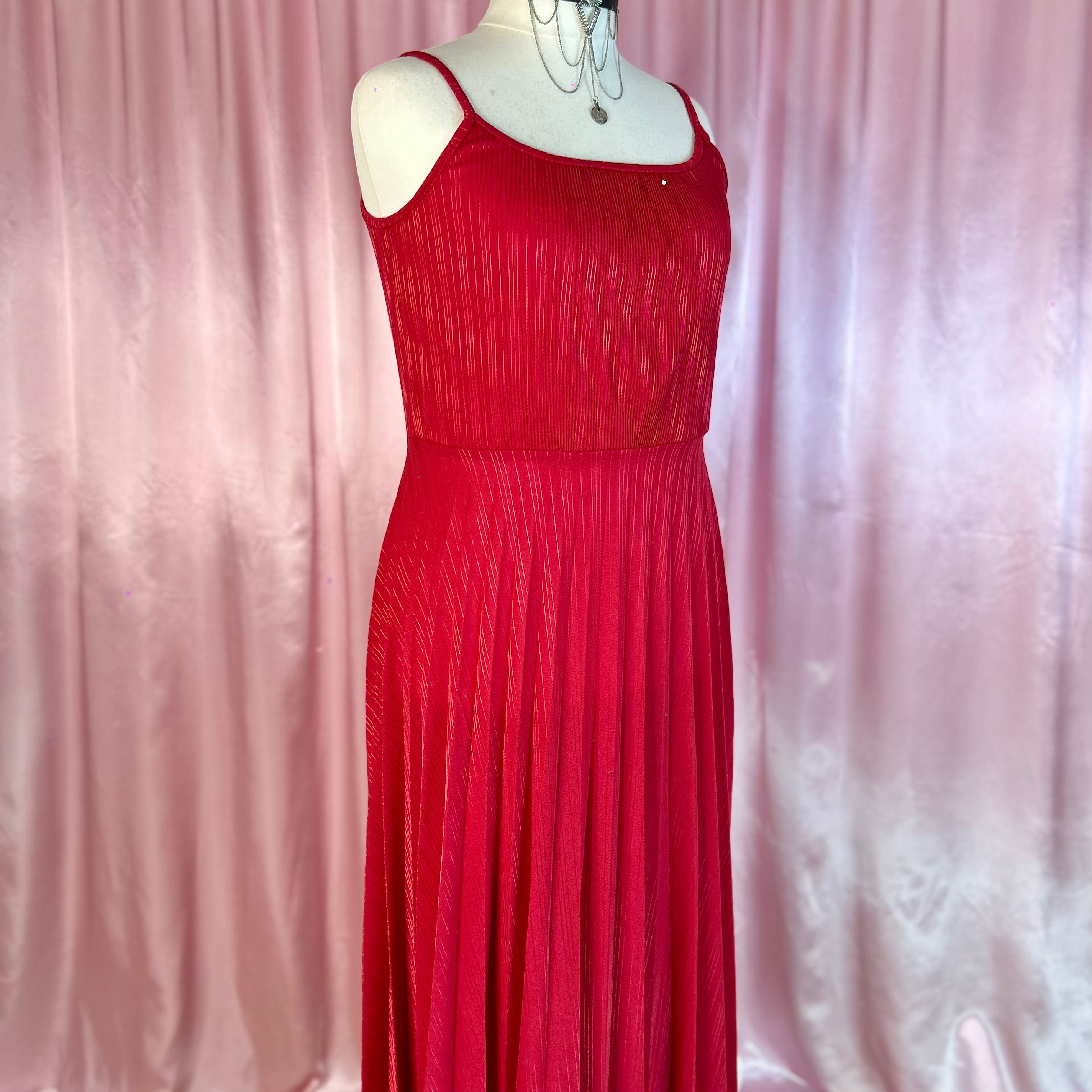 1970s Red maxi dress, by C&A, size 18/20