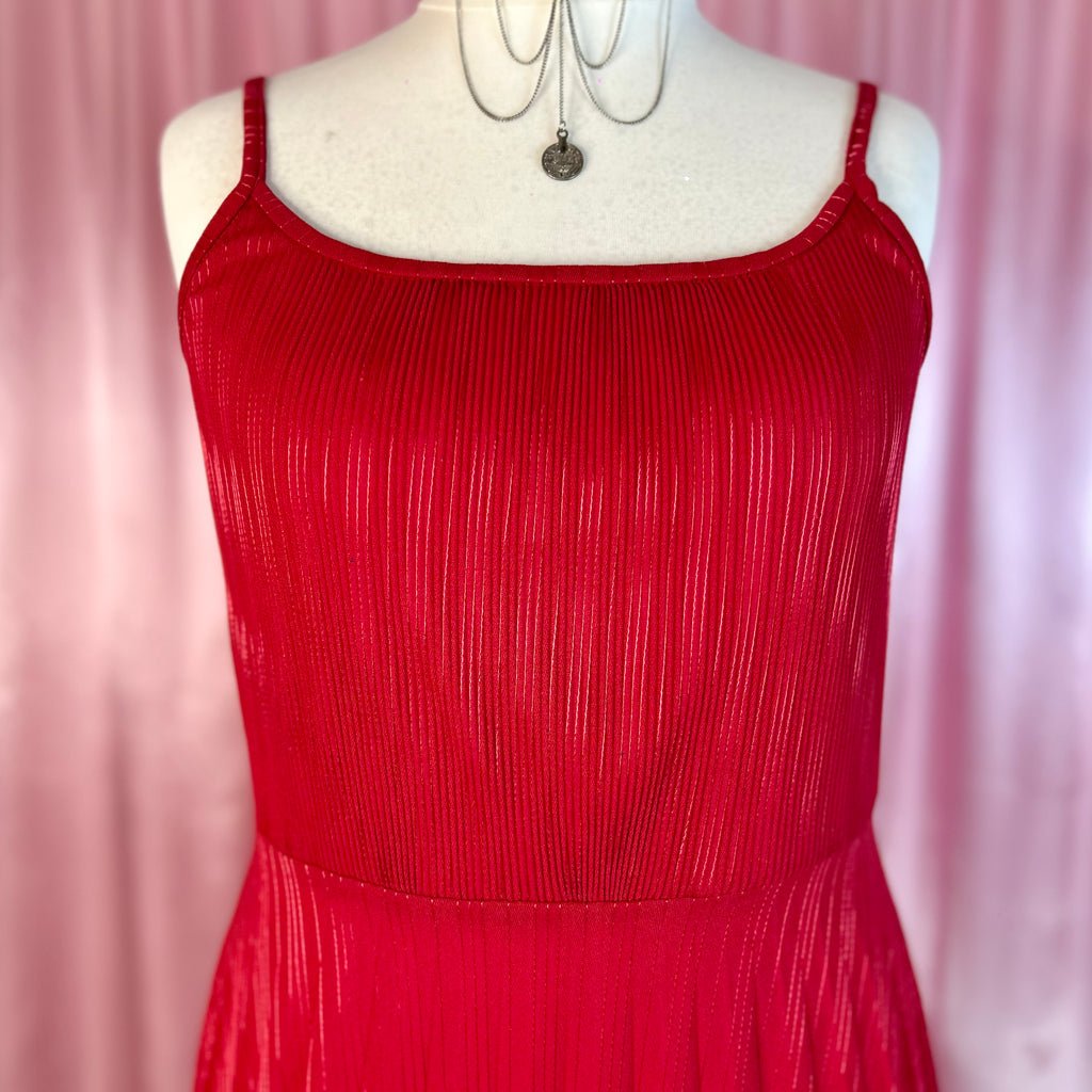 1970s Red maxi dress, by C&A, size 18/20