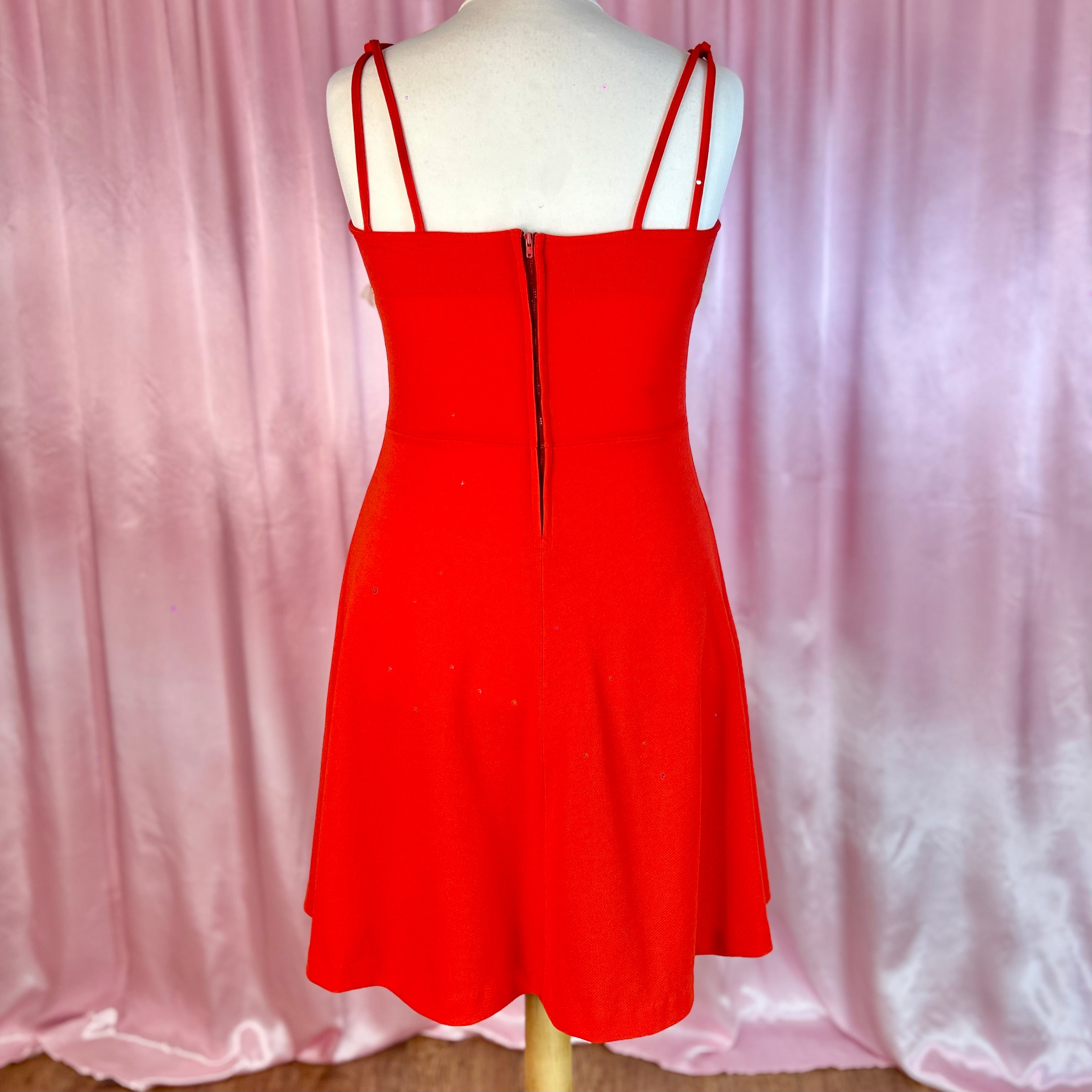 1970s Red crimplene Dress, Unbranded, Size 16