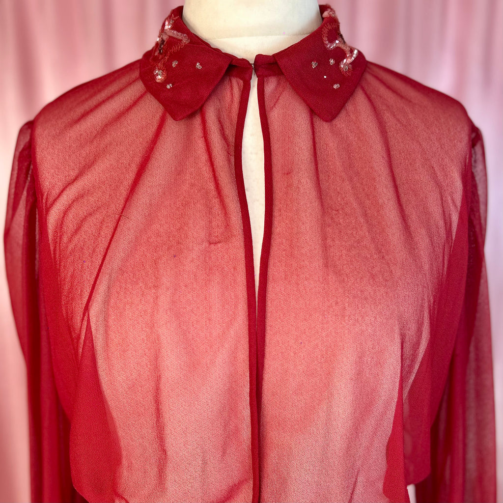 1970s Burgundy cover-up, unbranded, size 16