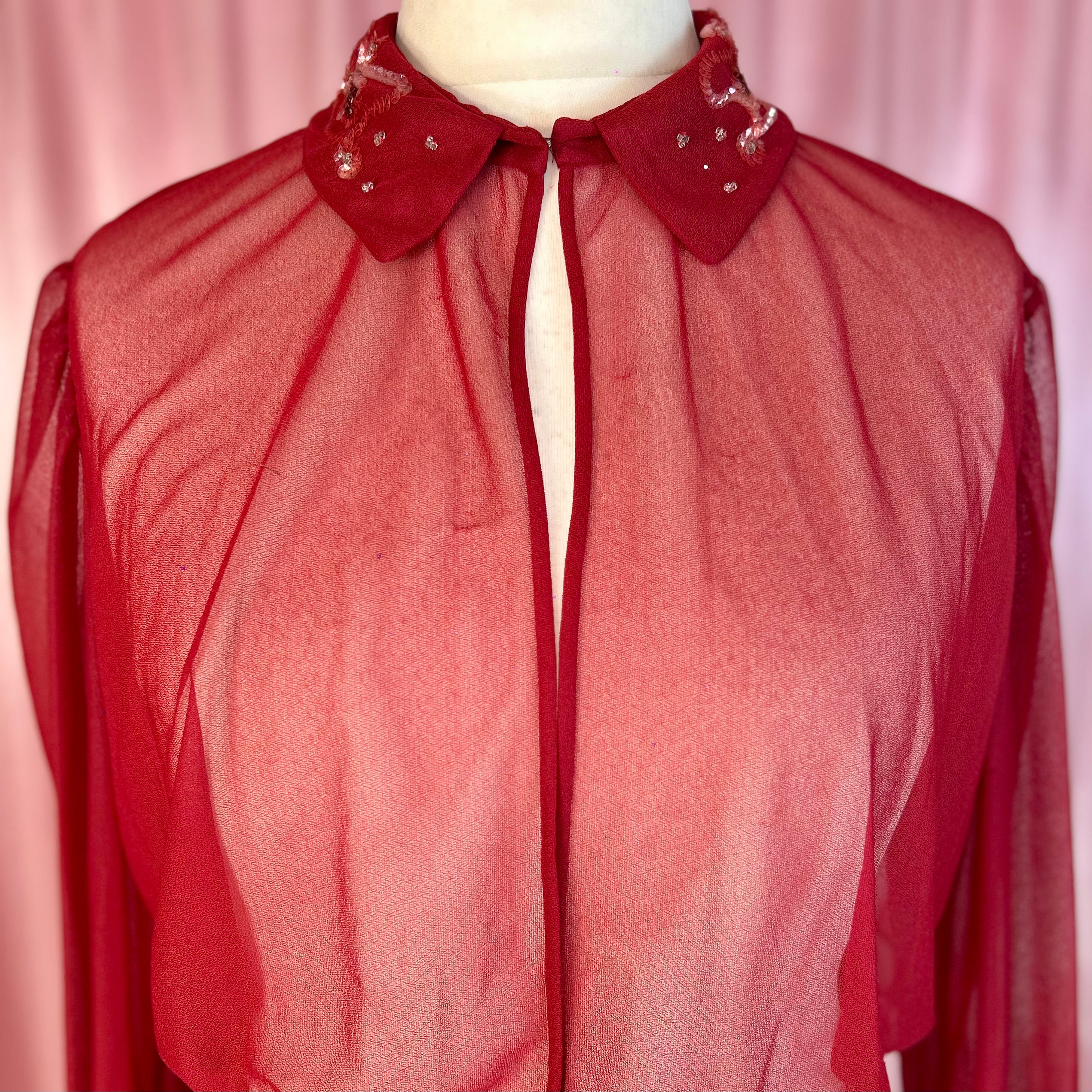 1970s Burgundy cover-up, unbranded, size 16