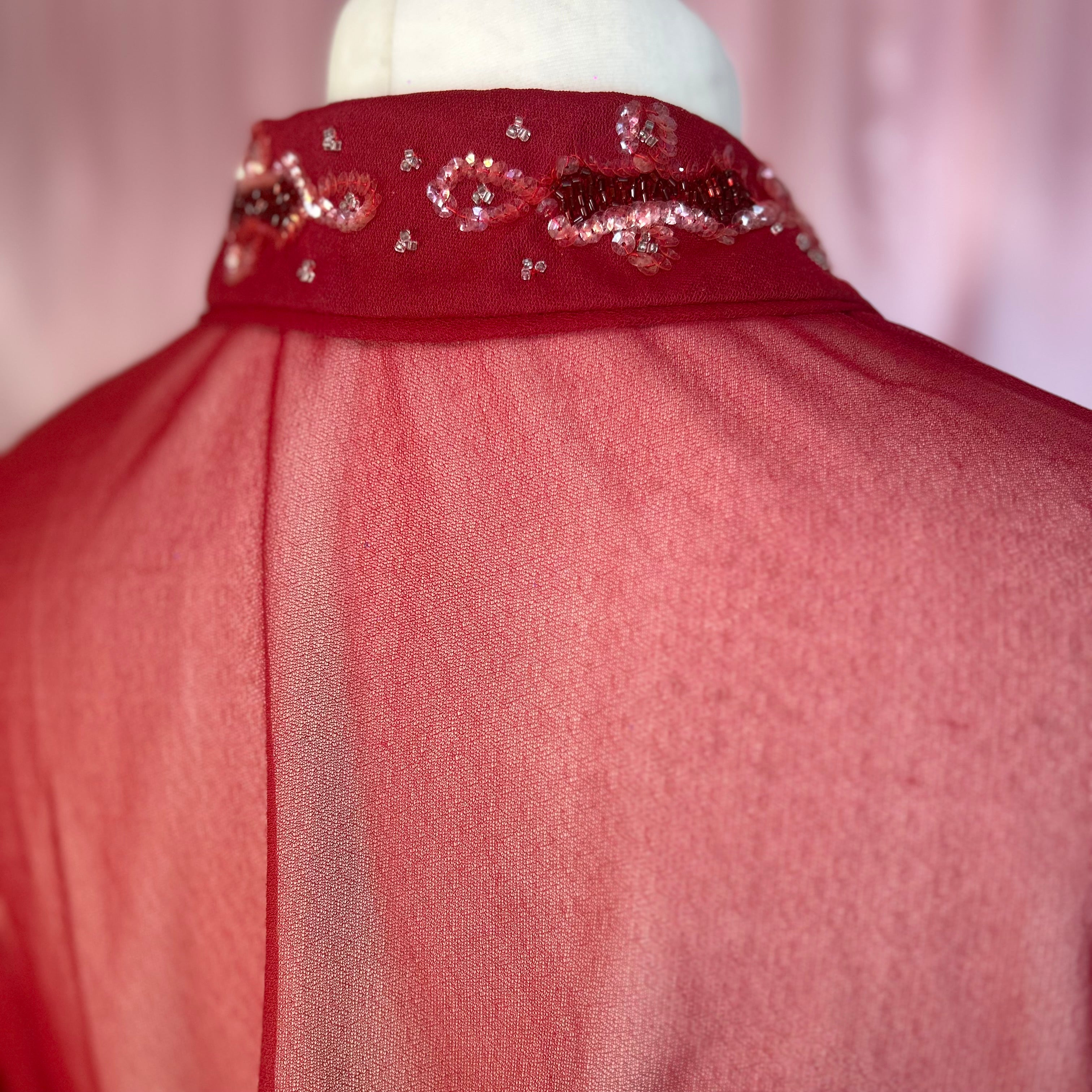 1970s Burgundy cover-up, unbranded, size 16