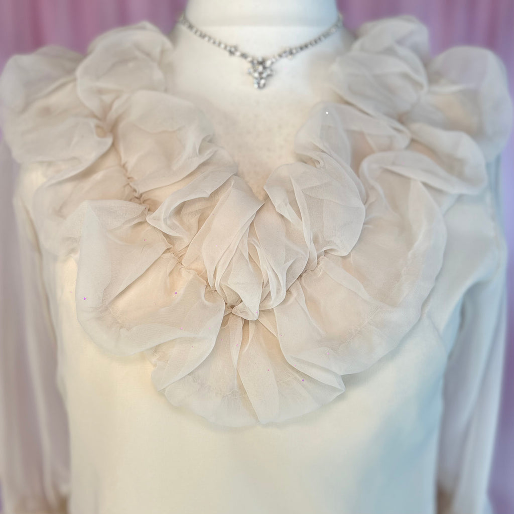 1950s Cream ruffled blouse, by Edith Hart, size 10