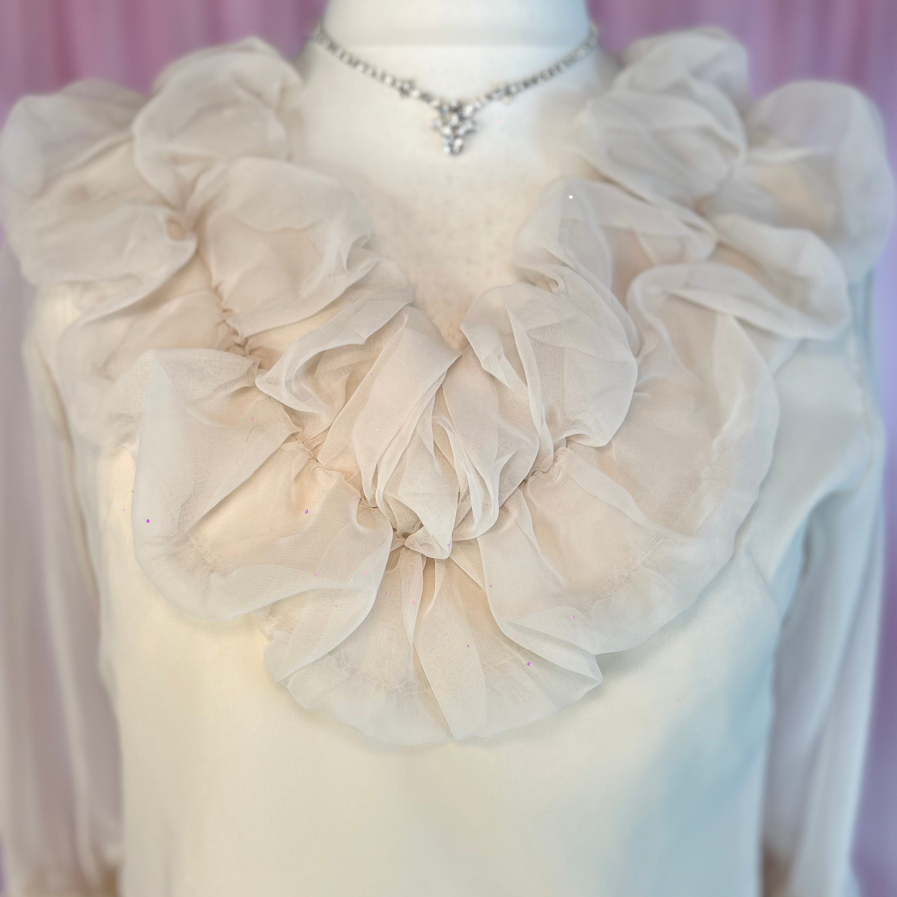 1950s Cream ruffled blouse, by Edith Hart, size 10