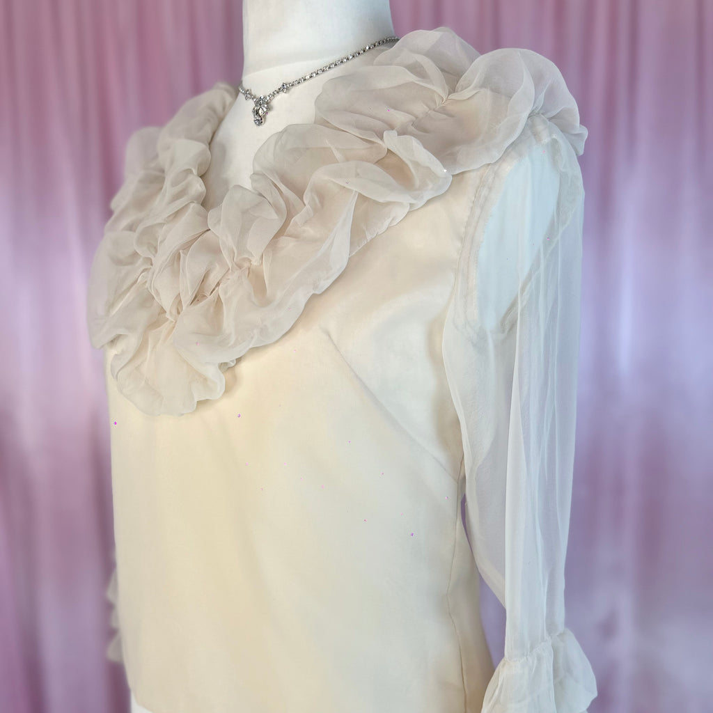 1950s Cream ruffled blouse, by Edith Hart, size 10