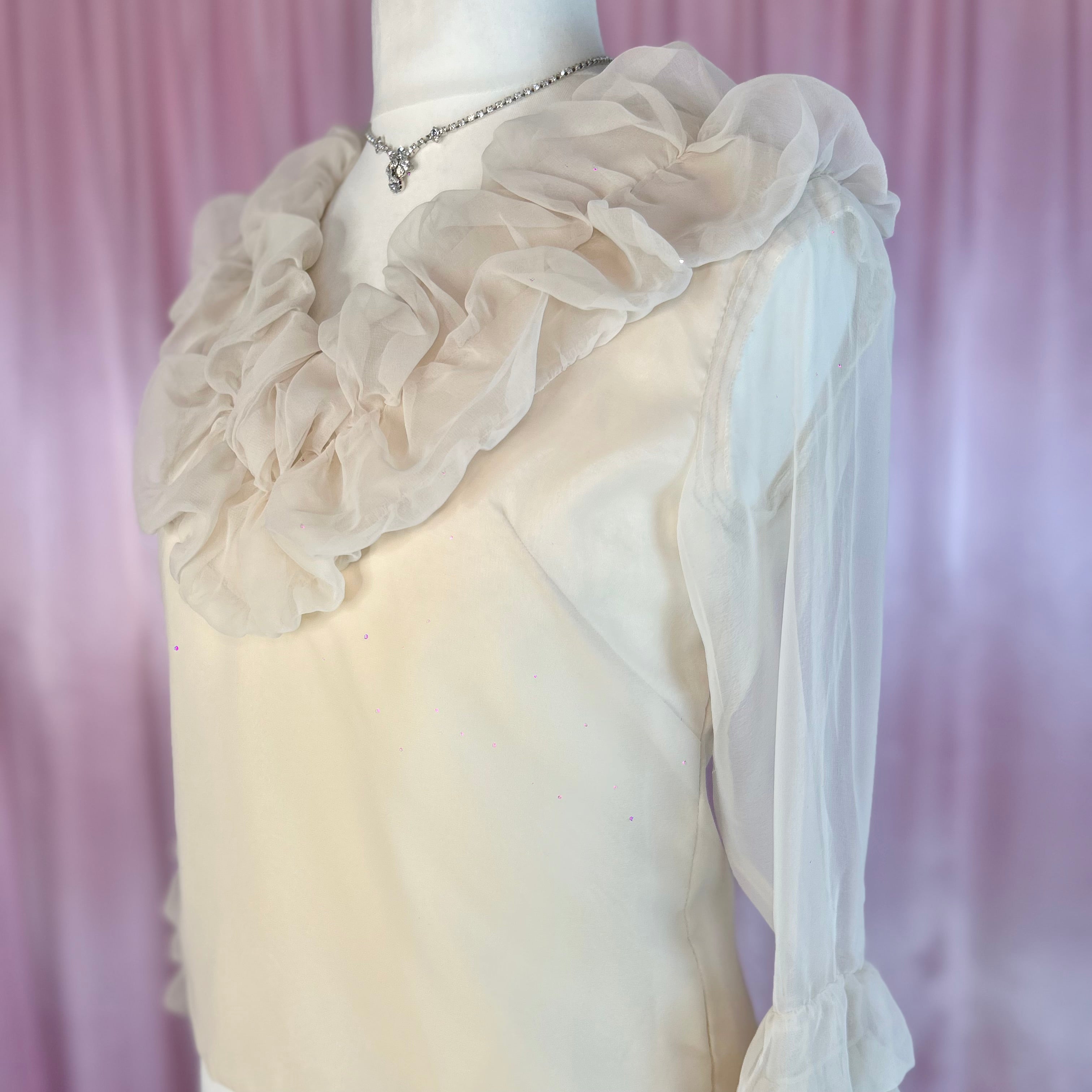 1950s Cream ruffled blouse, by Edith Hart, size 10