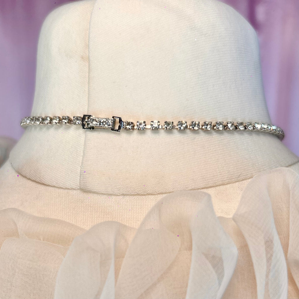 Silver 16” diamanté cluster necklace