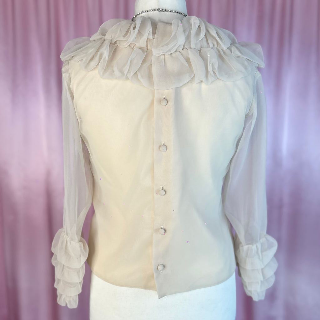 1950s Cream ruffled blouse, by Edith Hart, size 10