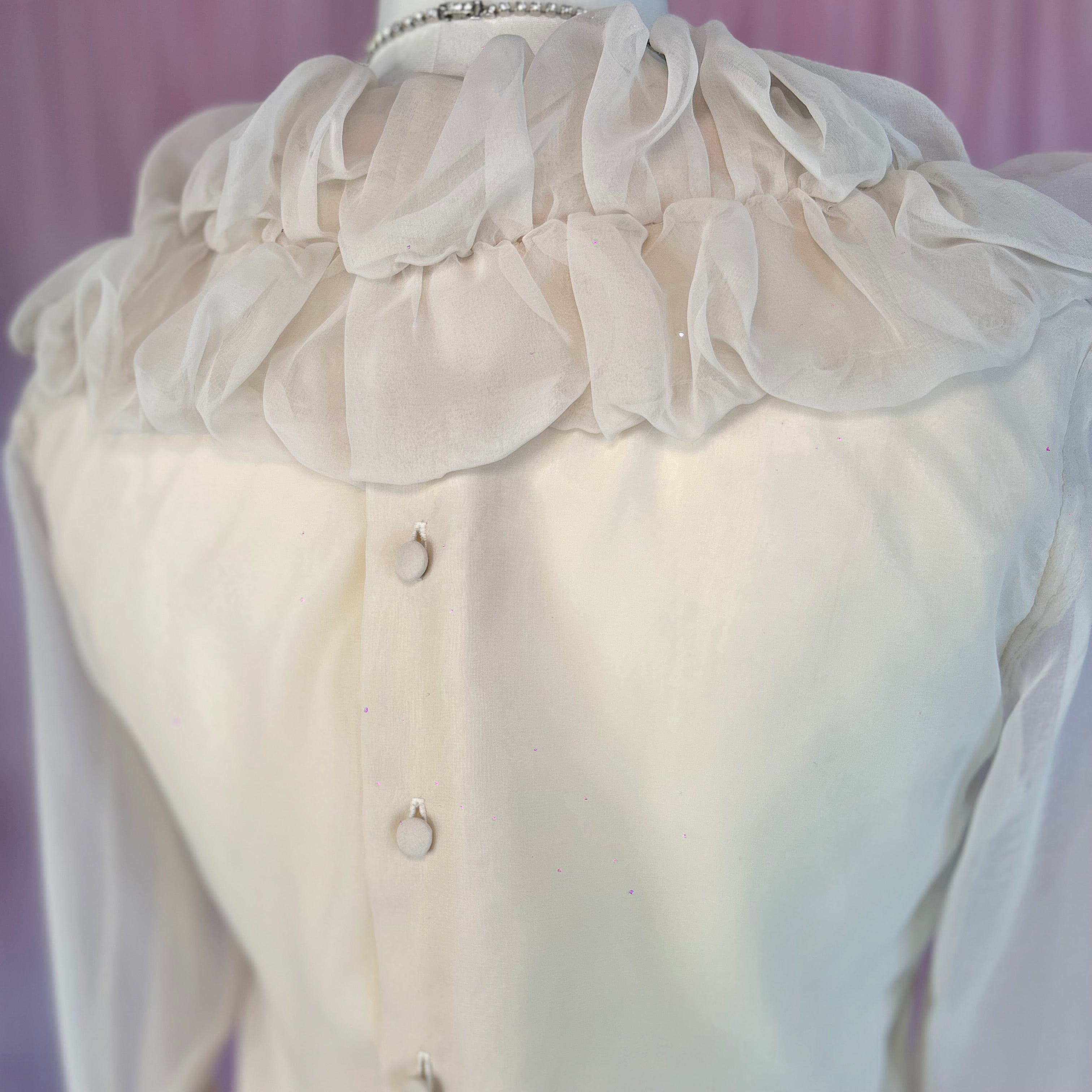 1950s Cream ruffled blouse, by Edith Hart, size 10