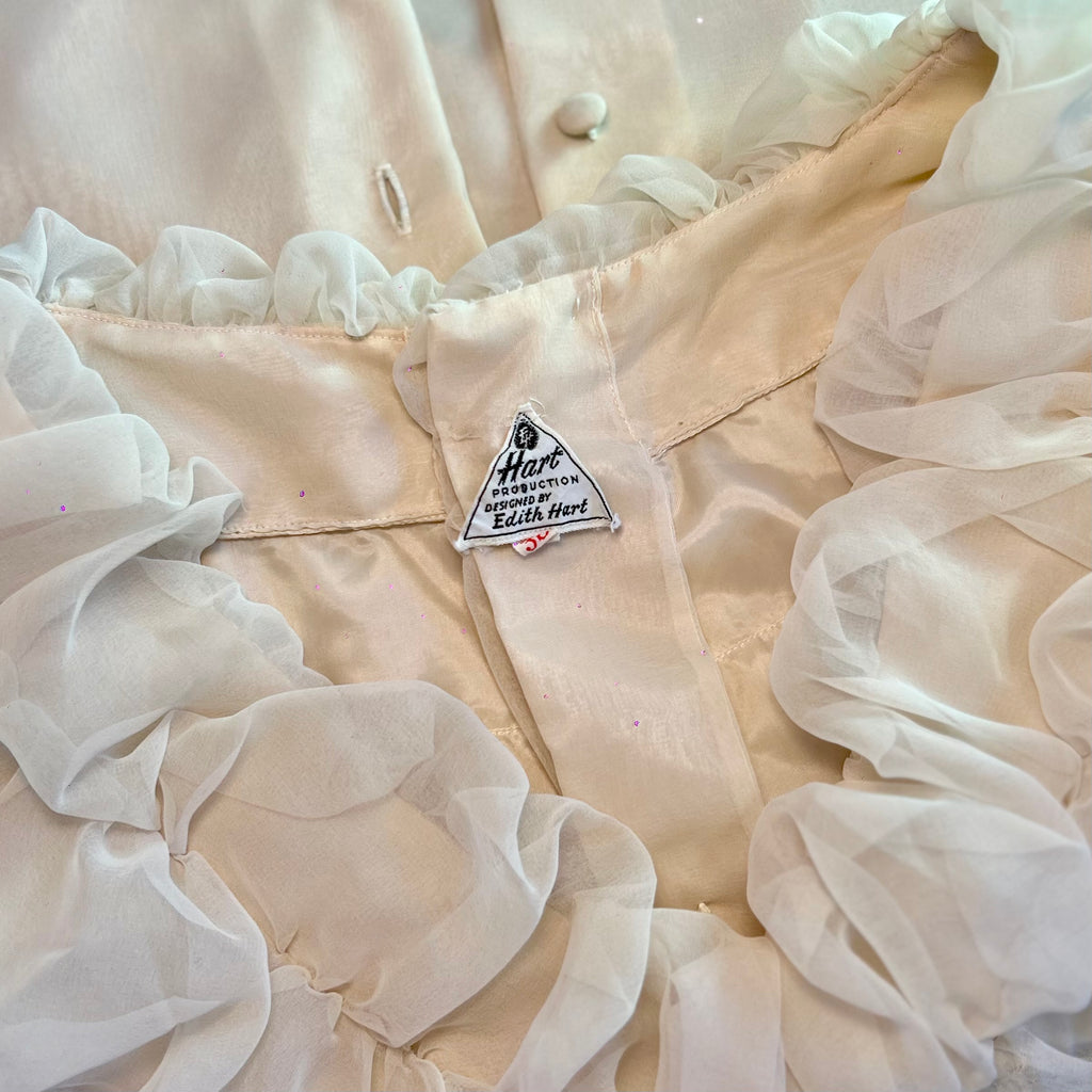 1950s Cream ruffled blouse, by Edith Hart, size 10