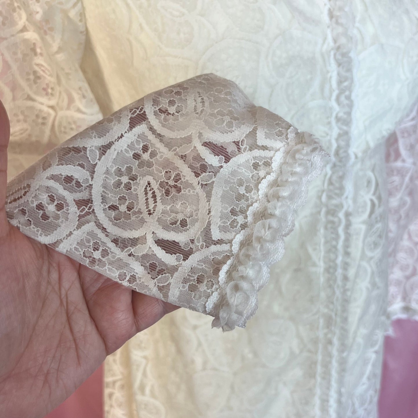 1970s Lace peignoir with train, unbranded, size 8