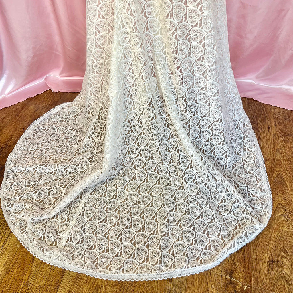 1970s Lace overgown with train, unbranded, size 8
