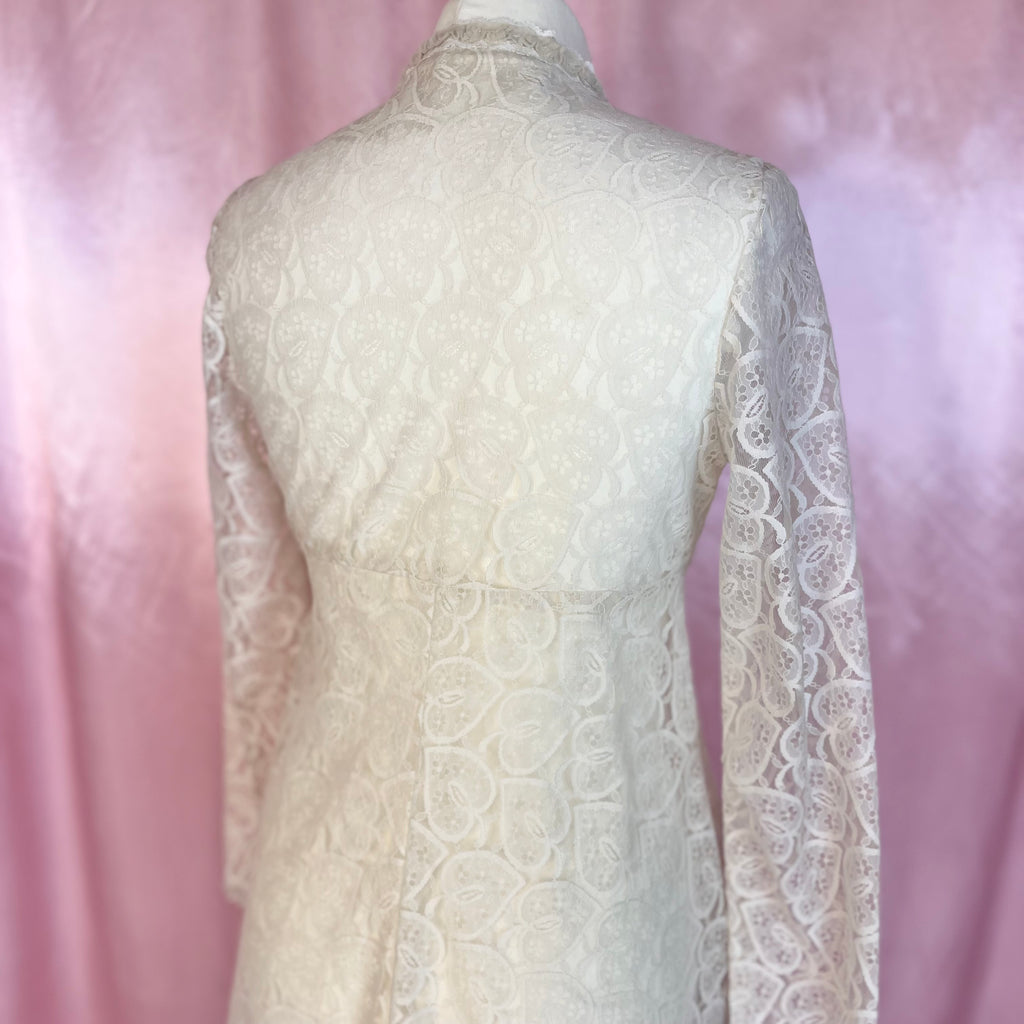1970s Lace overgown with train, unbranded, size 8