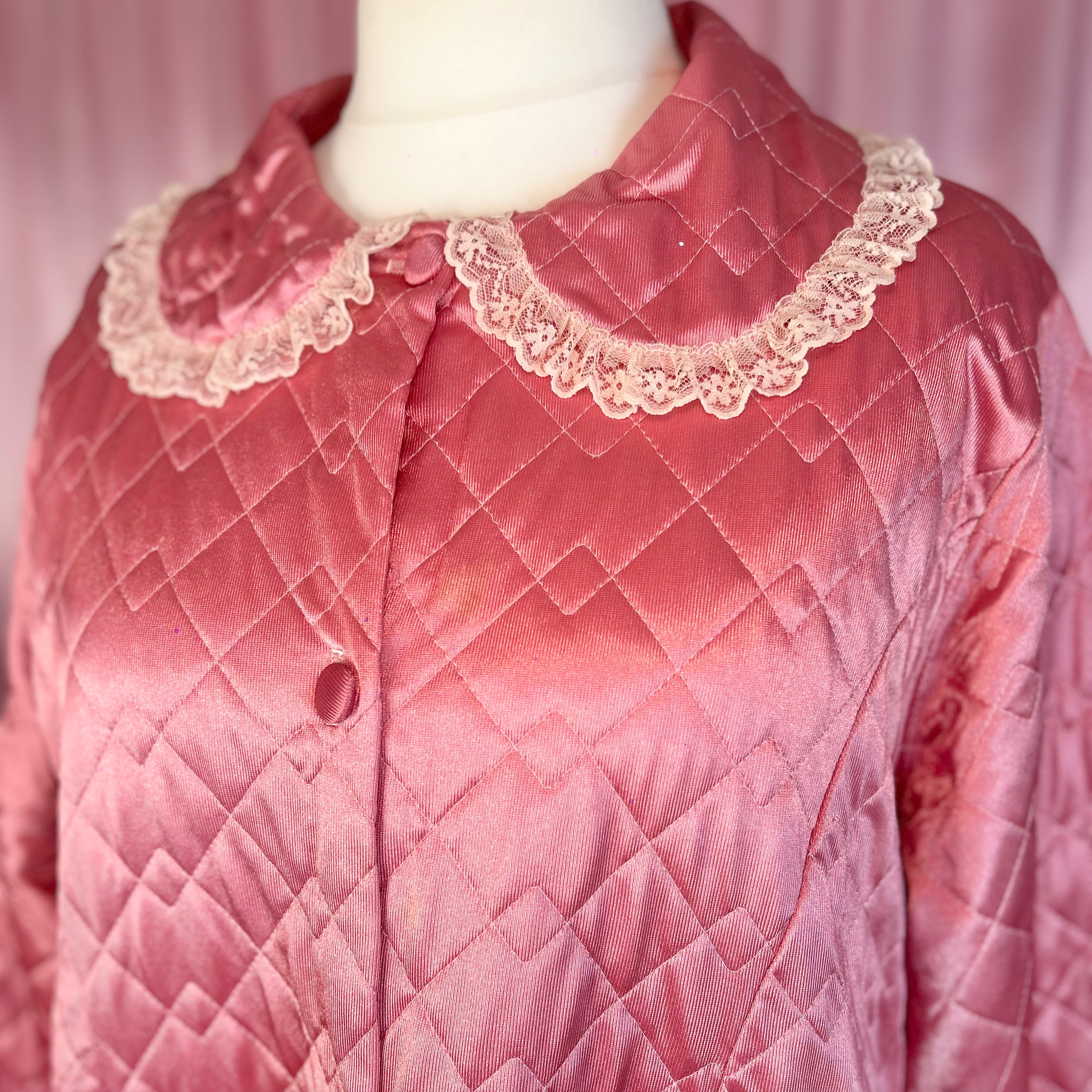 1970s Satin quilted housecoat, by Evans, size 22