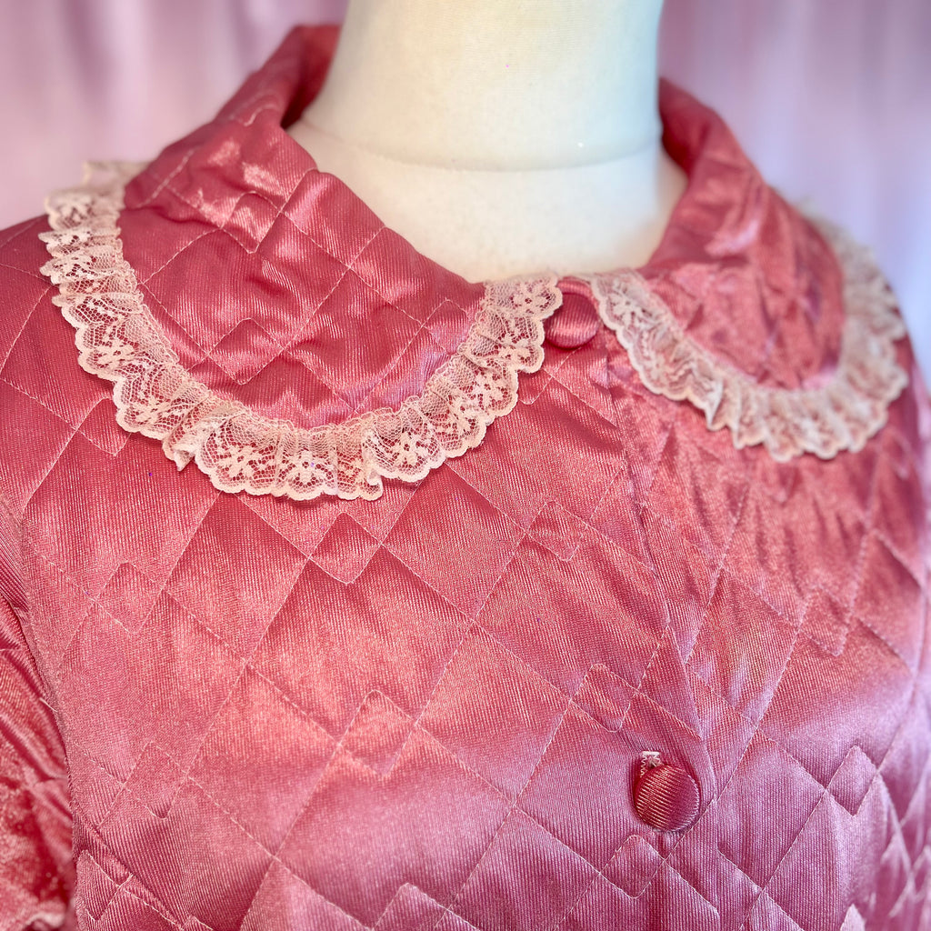 1970s Satin quilted housecoat, by Evans, size 22