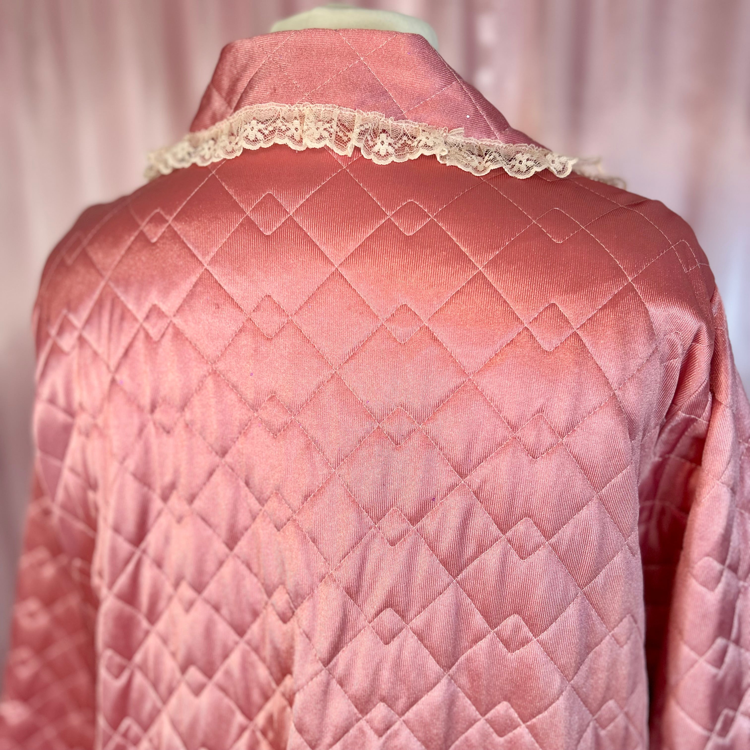 1970s Satin quilted housecoat, by Evans, size 22