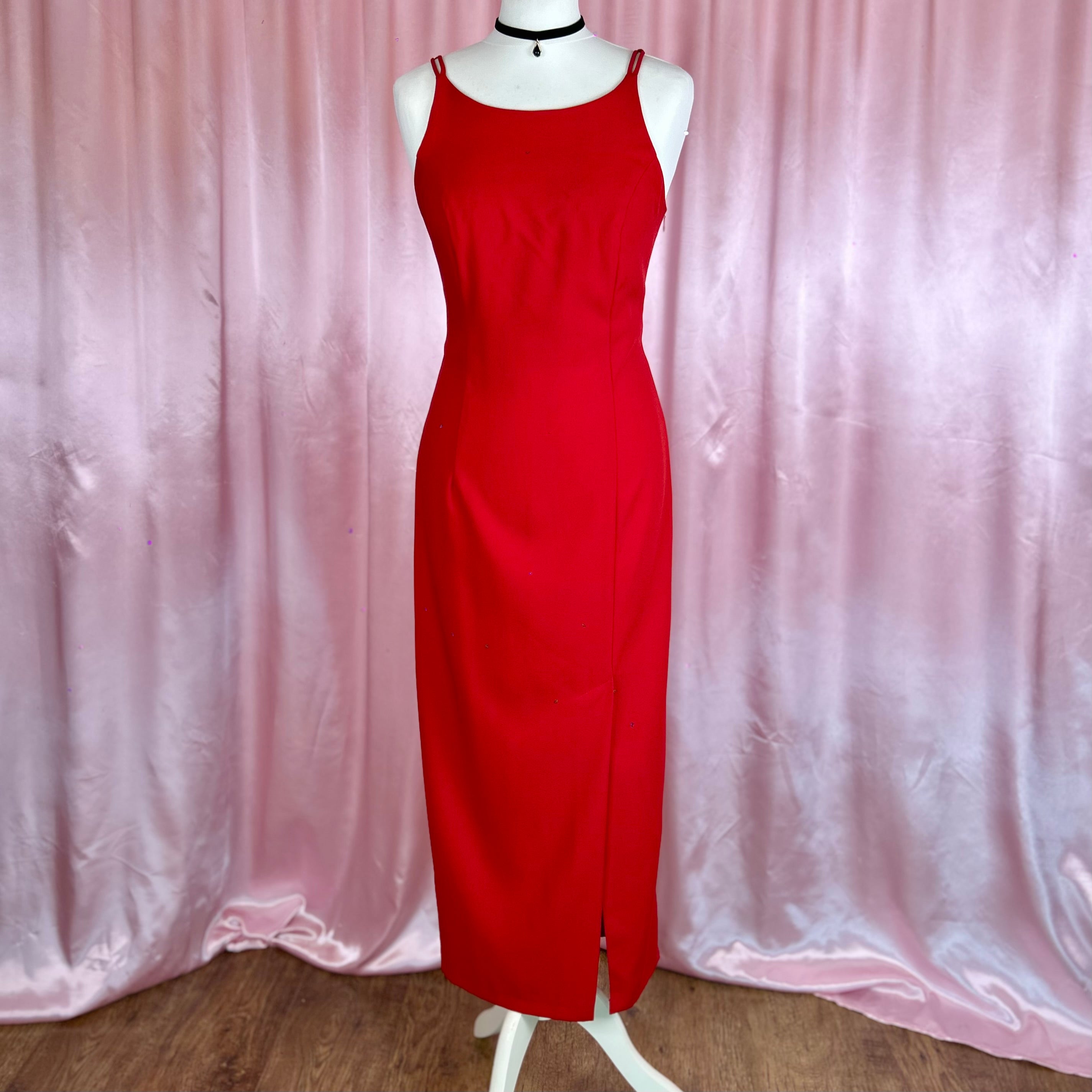 1990s Red Maxi dress, by Opera @ Richards, size 10