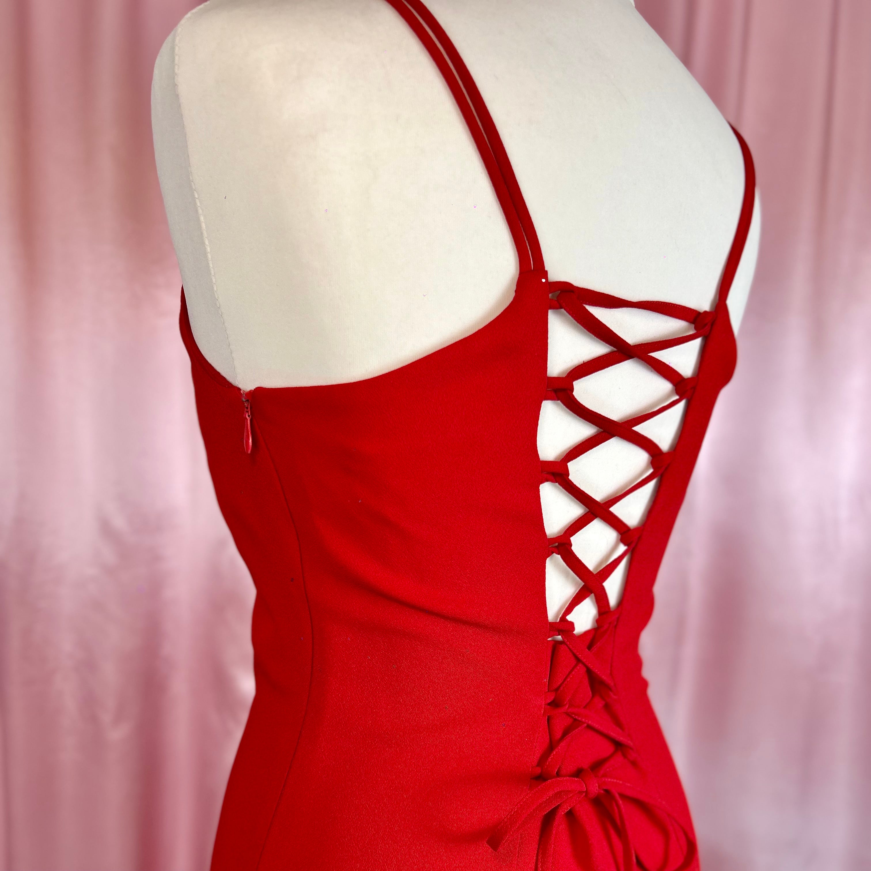 1990s Red Maxi dress, by Opera @ Richards, size 10