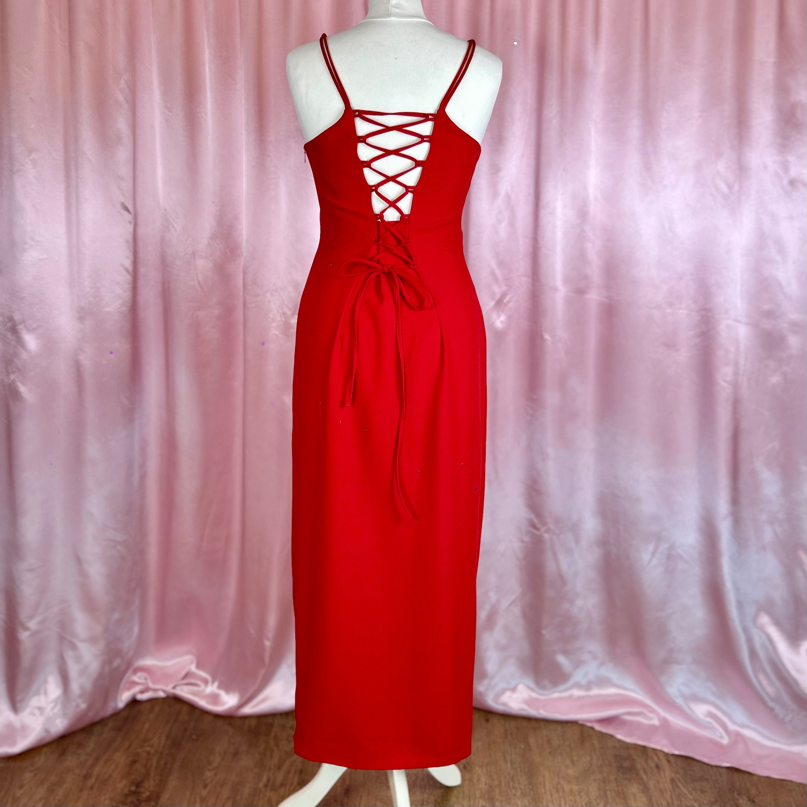1990s Red Maxi dress, by Opera @ Richards, size 10